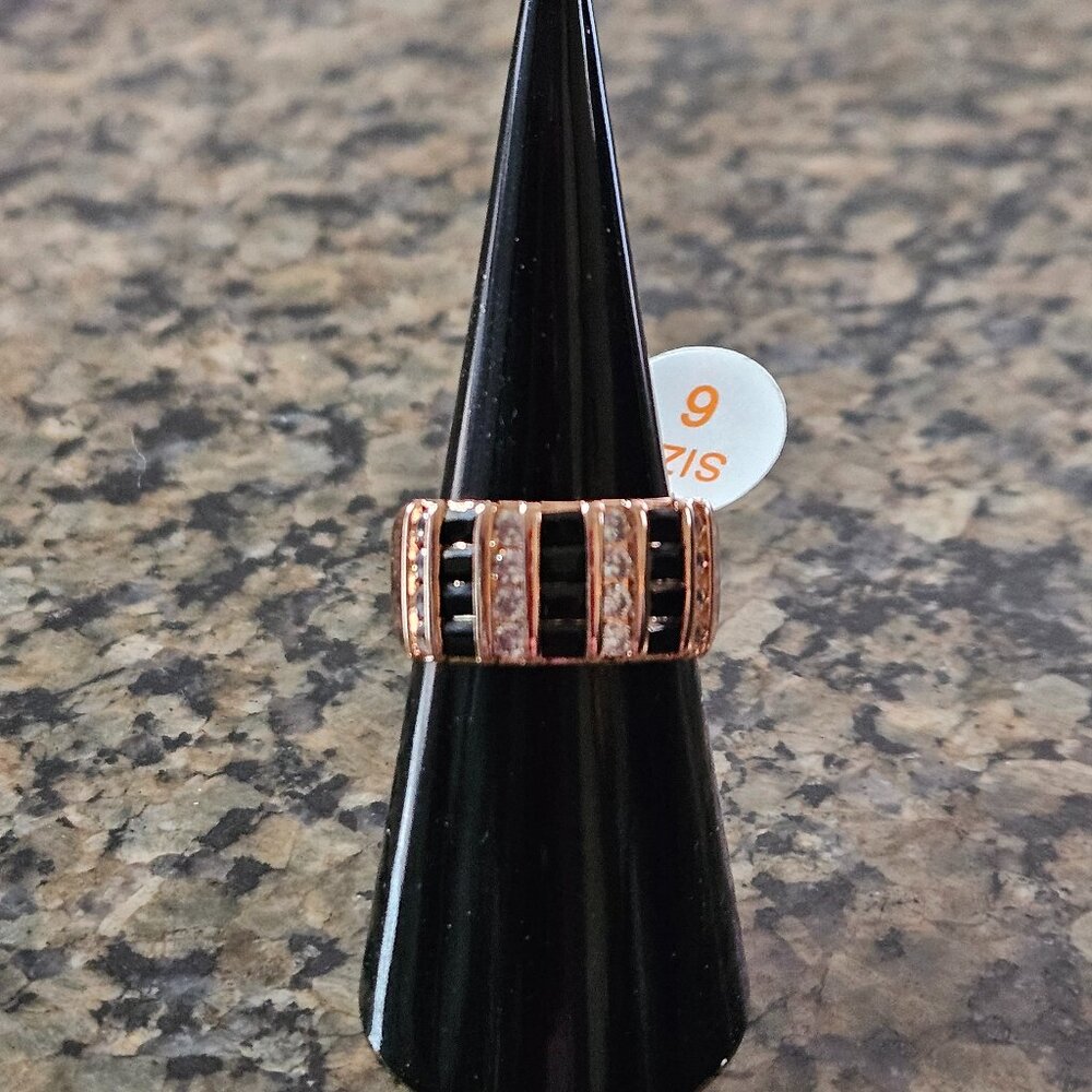 Bomb Party RG77129 "You Deserve It All" Black Onyx Cubic Zirconia Sz 6